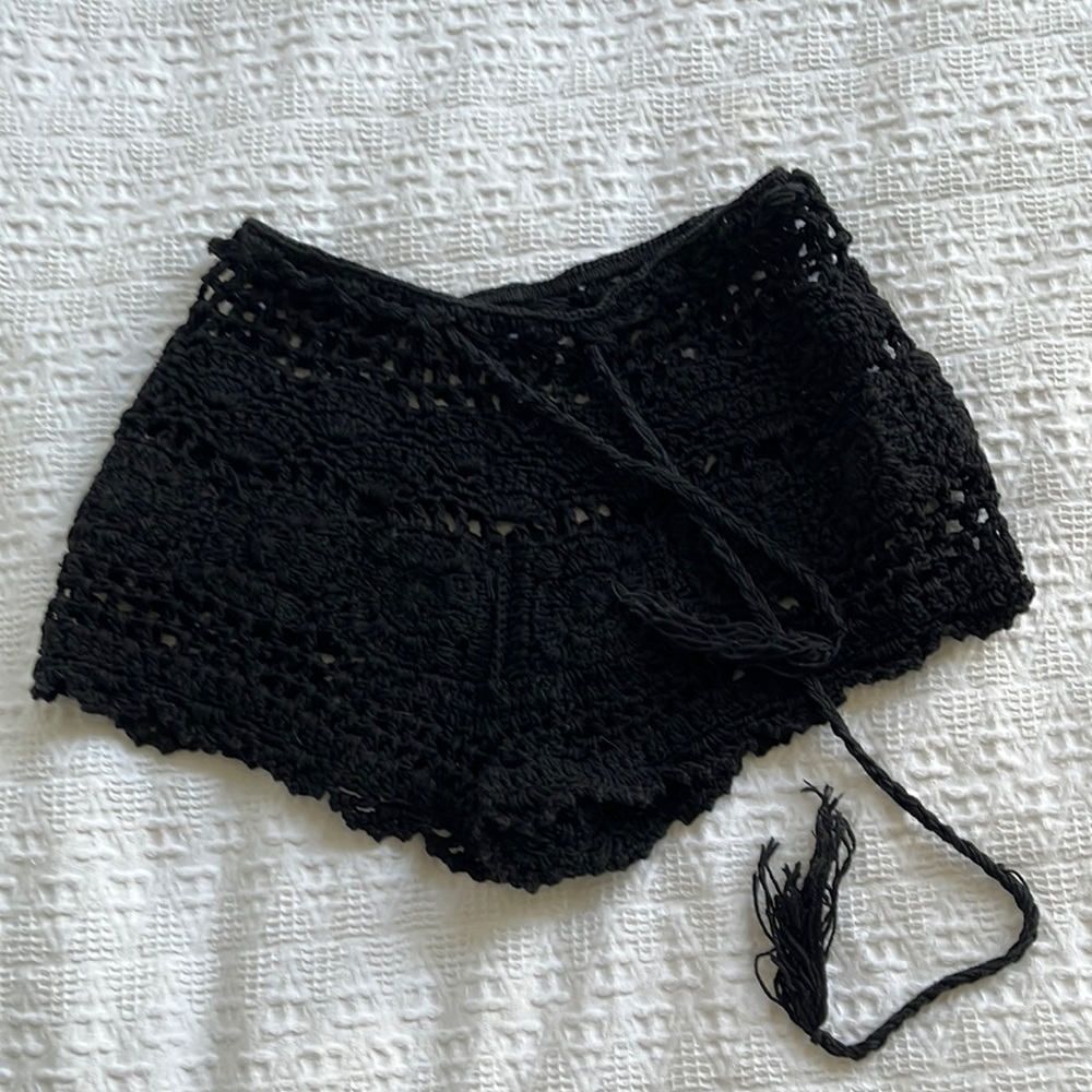 Ibiza Crochet Black Shorts